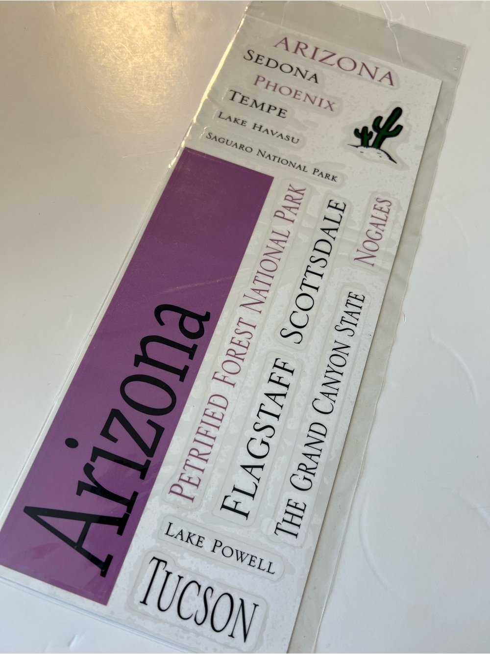 Arizona City and Landmark Themed Sticker Sheet - Purple and White